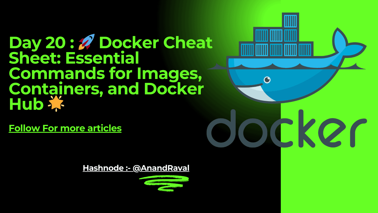 Day 20 : ๐ Docker Cheat Sheet: Essential Commands for Images, Containers, and Docker Hub ๐